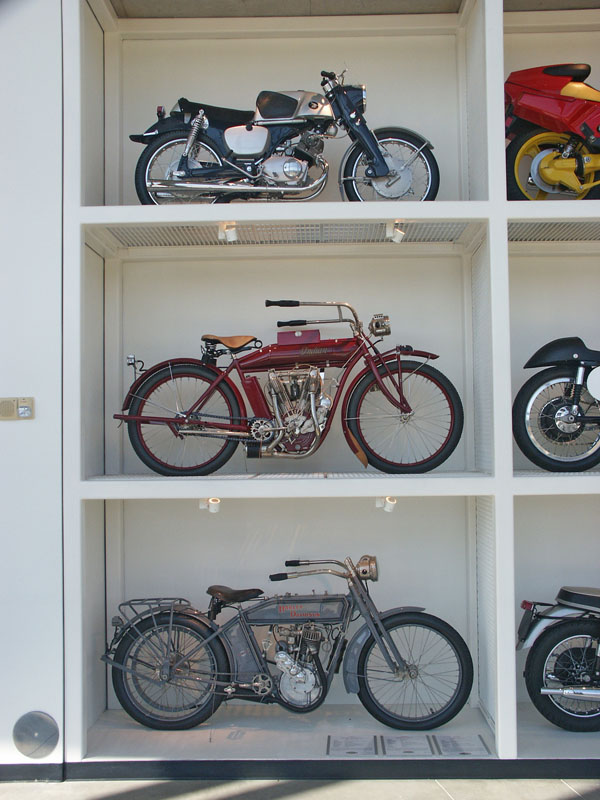 1959 Honda CB92 Benly, 1912 Indian Twin, 1913 Harley-Davidson Model 9A motorcycle